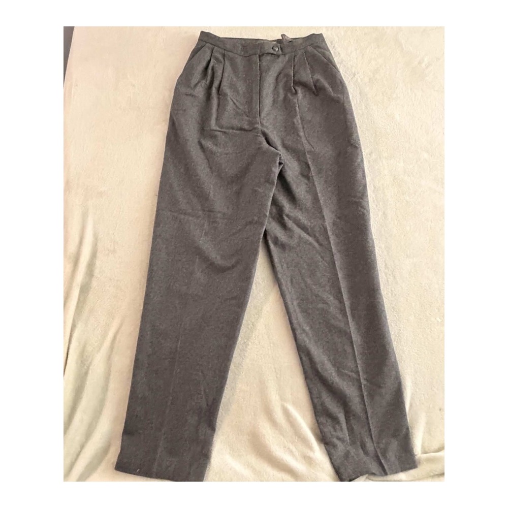 Vtg Valerie Stevens Womens 8 Grey Trousers Wool Cashmere Pleated Straight Leg